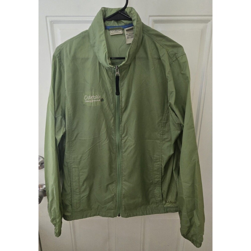 L.L. Bean Women's Light Nylon Full Zip Windbreaker Jacket  Green Size XL
